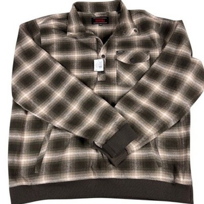 Rock & Roll Denim Henley Bomber Mens XXL Plaid Jacquard Dark Brown NWT