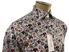  290 Eton Contemporary Fit Multi Color Floral Dress Shirt Mens Size 16" 41 NWT