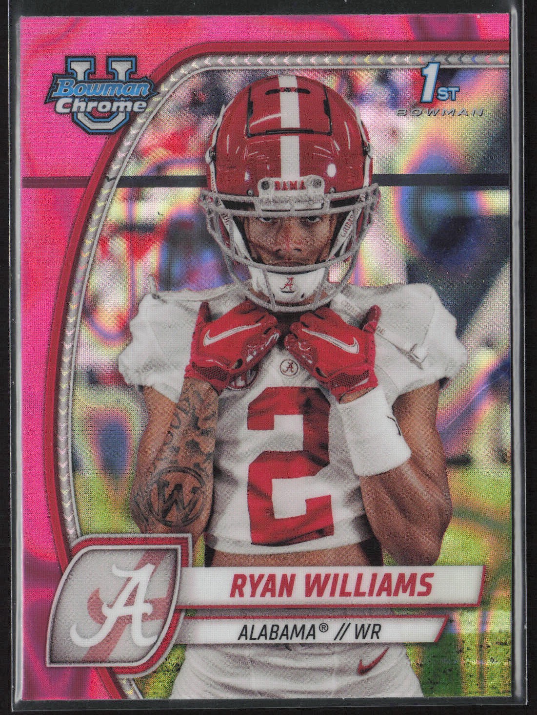 2024 Bowman University Chrome #53 Ryan Williams Pink Lava Refractor