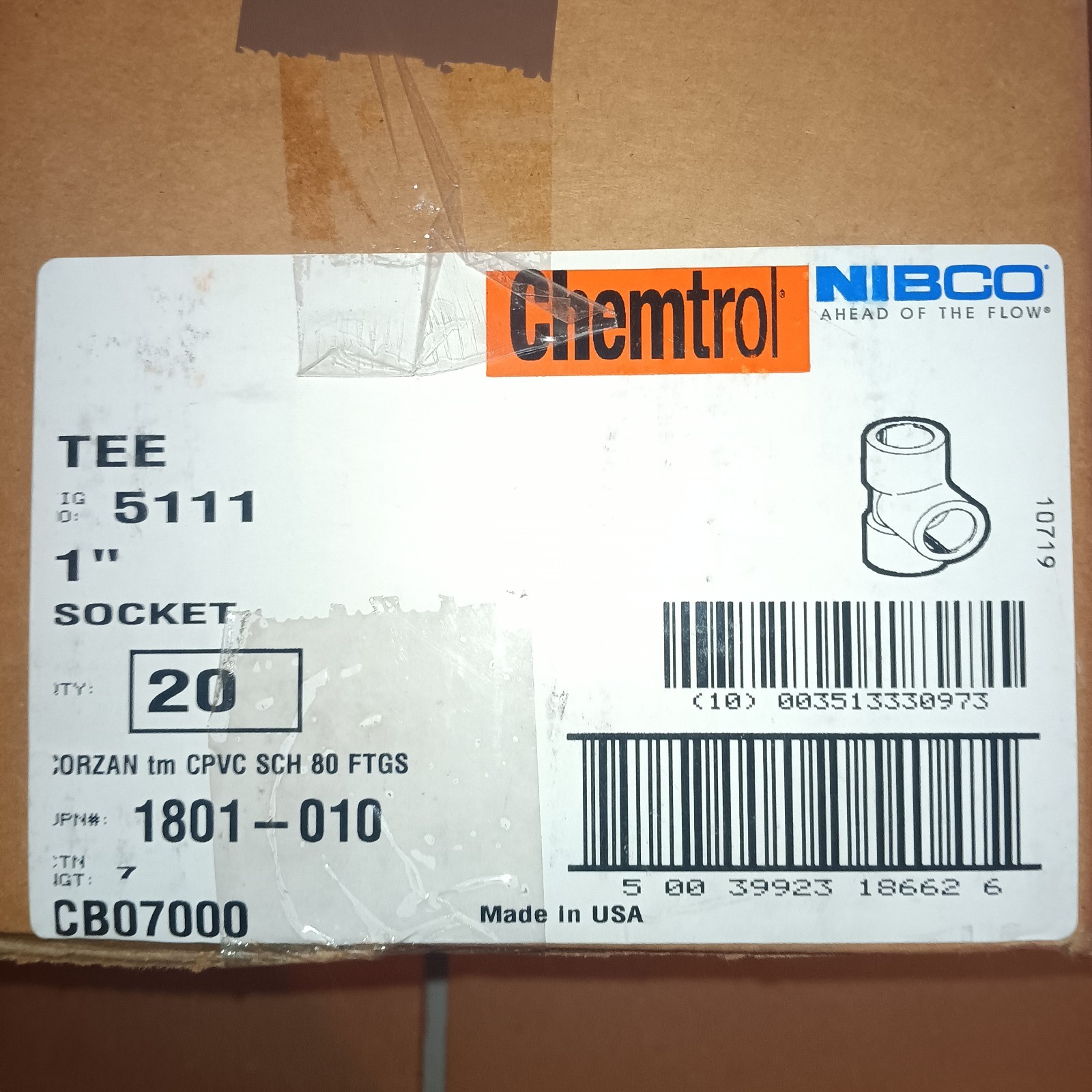 20 Pcs New Lot NIBCO CHEMTROL 1" TEE FITTING CPVC SCH 80 FTGS