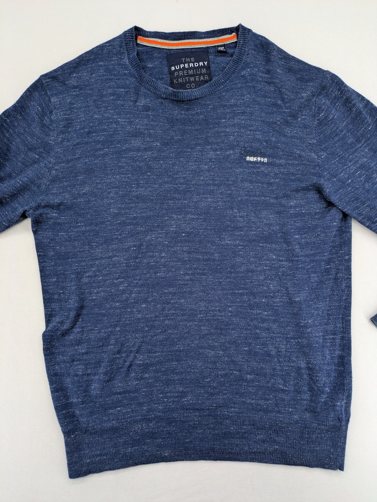 Superdry Herren Premium Strick Pullover XL Blau Baumwolle Kaschmir Pulli image 3