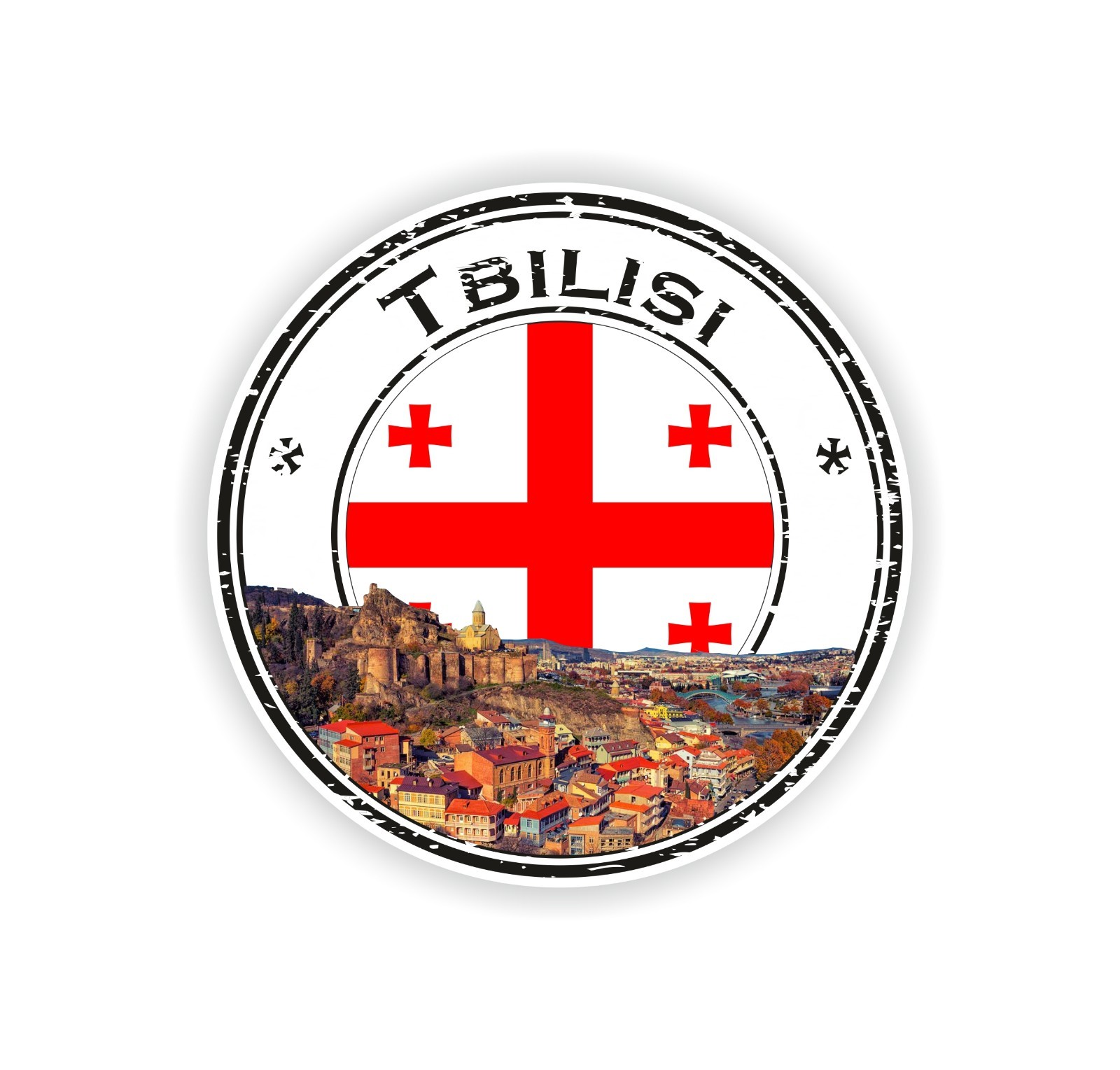 Tbilisi Georgia Round Flag Sticker / High Resolution Vinyl Waterproof