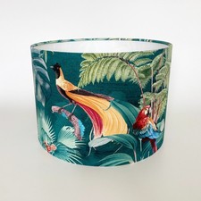 Teal Tropical Birds Drum Lampshade - Handmade - Made to order