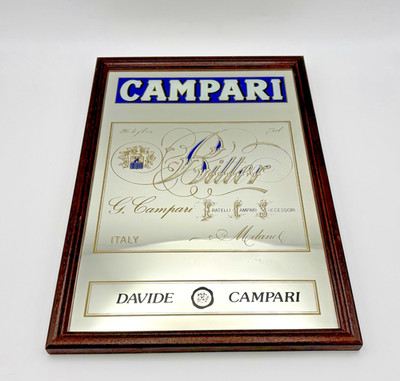 Campari Bitter Spiegel Werbespiegel Vintage Deko Bar Italy Milano