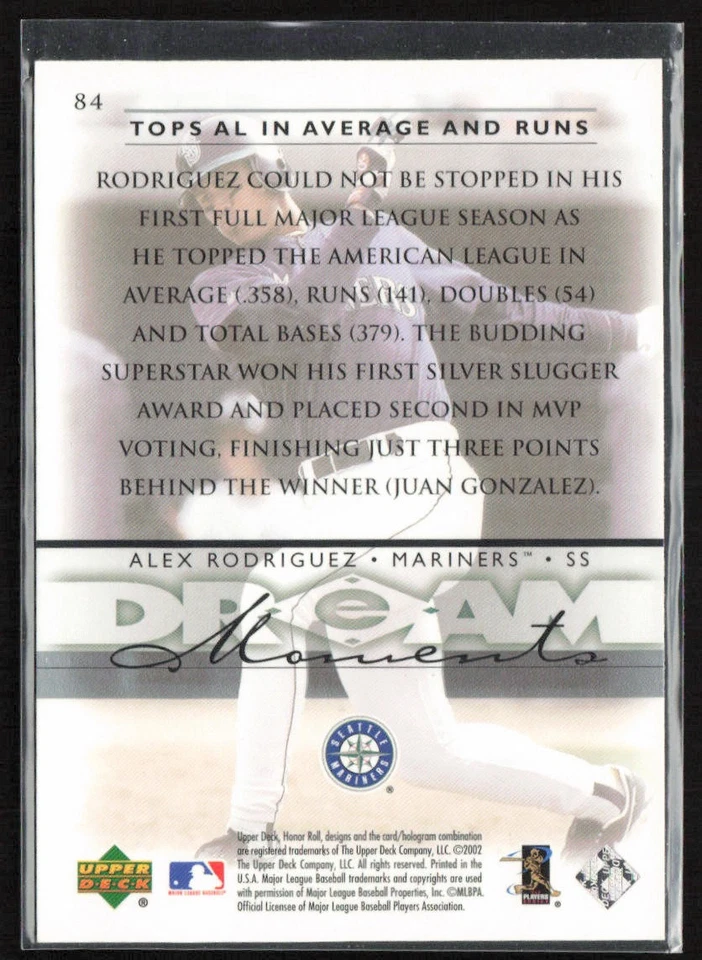 Alex Rodriguez 2002 Upper Deck Honor Roll #84 NM-MT OR BETTER Mariners - Image 2 of 2