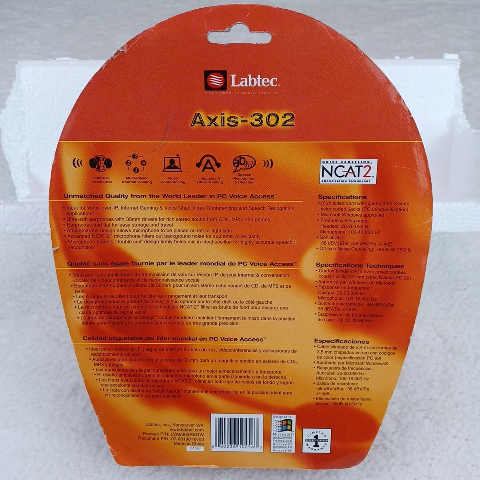 Labtec Axis-302 Stereo Headset New Sealed NIB NOS 3.5 mm - Image 4 of 4