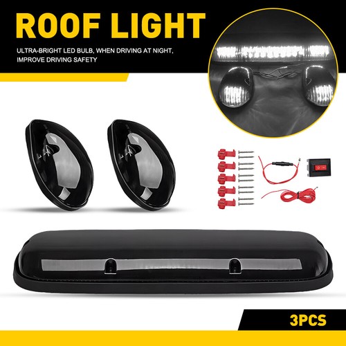 3PC Smoke Cab Roof Running White LED Lights for 02-07 Chevy Silverado GMC Sierra - Picture 19 of 23