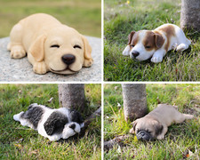 Sleeping Puppy Dog Garden Statue Decor Labrador Shih Tzu Pug Jack Russell