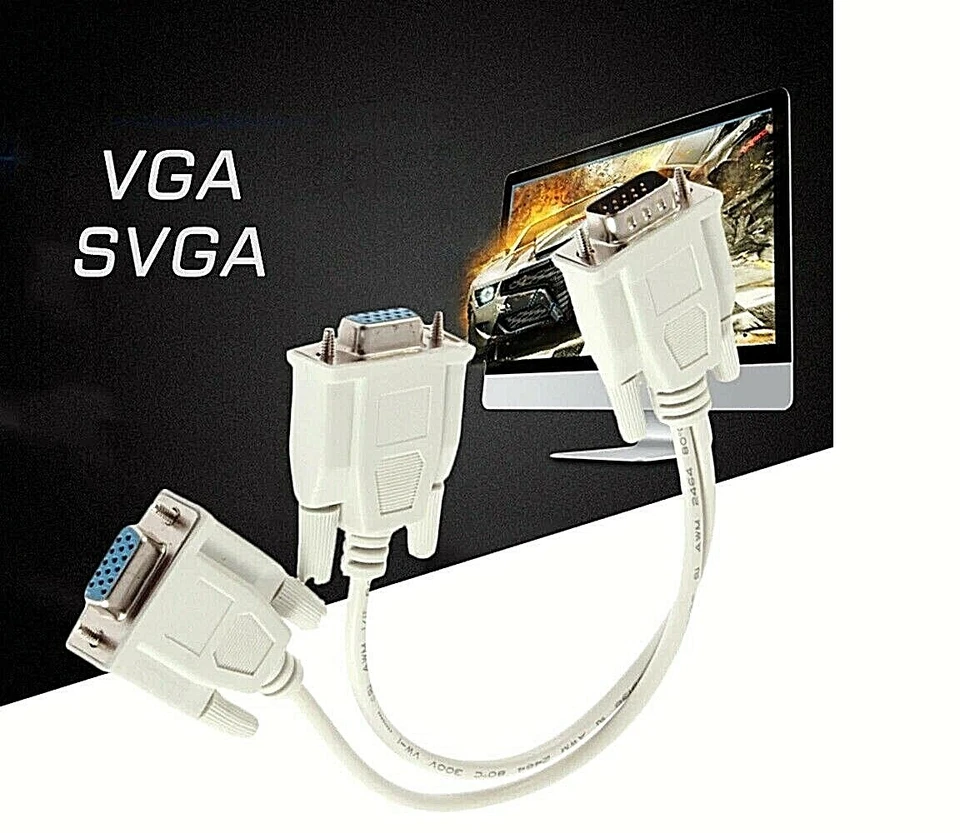 VGA to VGA 1Male VGA to 2Femlae VGA Splitter Cable 2Way VGA SVGA Monitor Adapter - Image 4 of 4