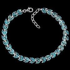 Silver Bracelet Topaz Genuine Natural Gems Solid Sterling 7 1/4 to 8 1/4 Inch