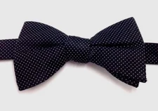$130 Ryan Seacrest Men Black Polka Dot Silk Bowtie Adjustable Classic Bow Tie