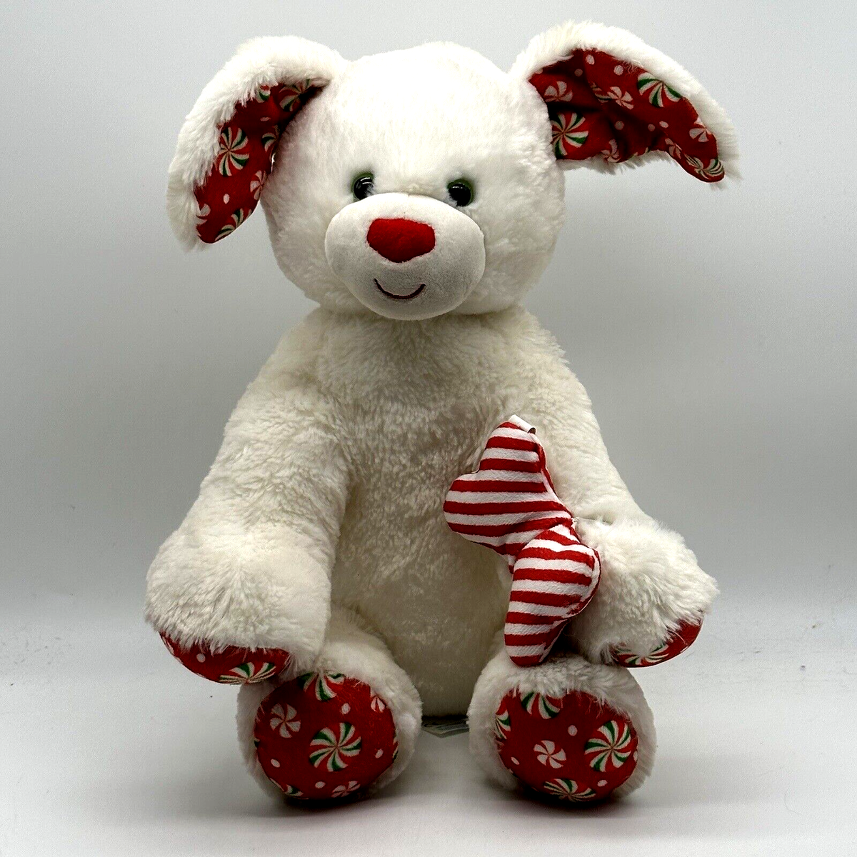 Build a Bear Christmas Peppermint Merry Mint White Puppy Dog Plush
