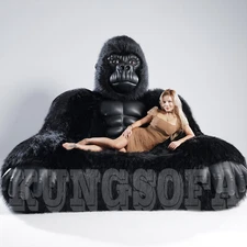 Luxury Gorilla Inflatable Couch Animal Design Sofa Airbed Double Lounge Black