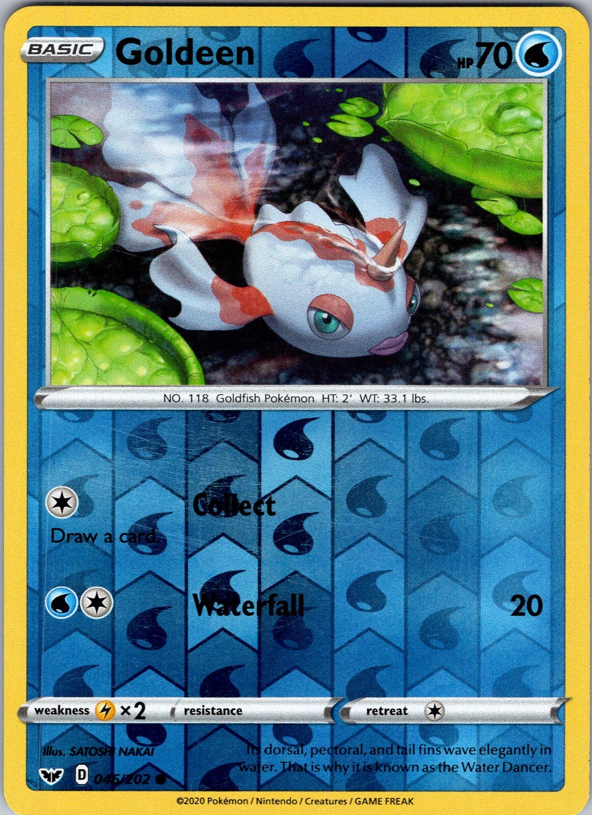 Pokemon TCG Goldeen Sword & Shield Base Set 046/202 Reverse Holo Common Card NM