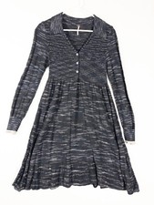 Free People Sweater Dress Small Womens Boho Ruffle Flare V Neck Rayon Blend Knit
