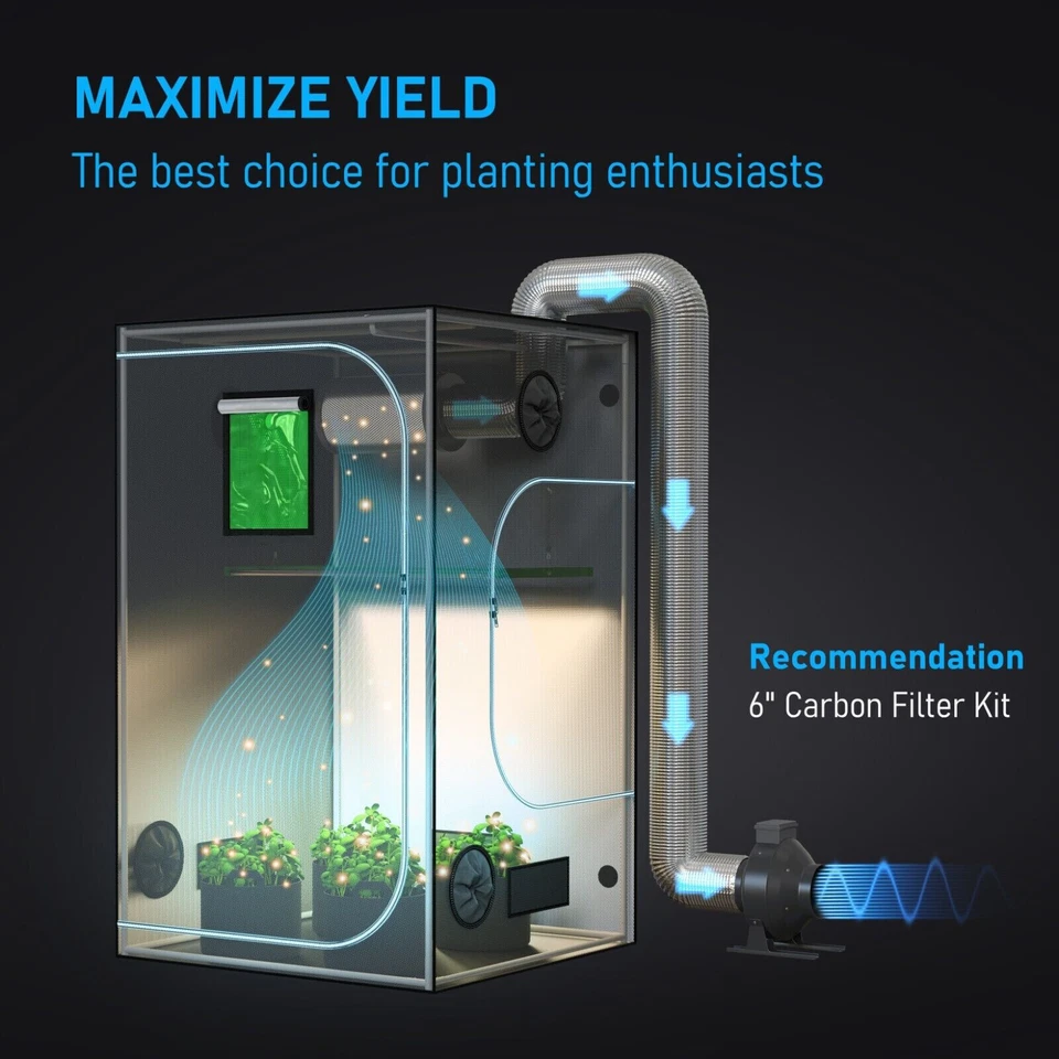 GROZY 120x120x200CM Grow Tent with Green Window For Hydroponics Grow Light Kit - image 2 of 4