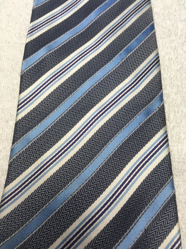 ROBERTO VILLINI CORBATA HOMBRE AZUL ORO GRIS BORGOÑA RAYAS 3,75 X 61 Foto 3 de 4