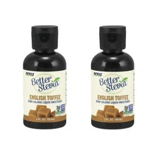 NOW BetterStevia English Toffee Liquid Sweetener Pack of 2 Zero Calorie 2 Fl Oz