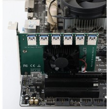 PCIE 1 to 6 PCI Express X4 Riser Card Adapter PCI-E Slot 4X to 16X USB 3.0