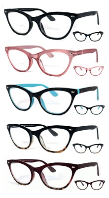 Womens Retro Cat Eye Frame Bifocal Reading Glasses Spring Temples