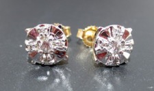 10K 2TONE GOLD DIAMOND CLUSTER STUD EARRINGS 0.10 tcw 1.94 grams AI-2003 