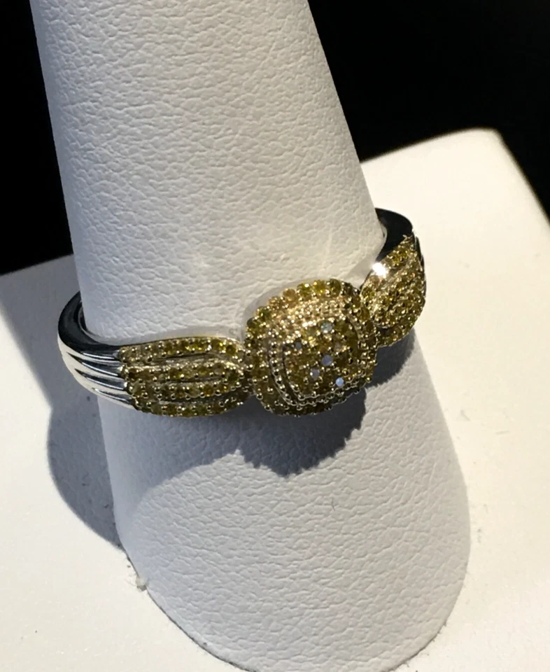 NWT YELLOW DIAMOND CLUSTER RING SIZE 10 (0.33 CTW) 925 STERLING SILVER - Image 4 of 4