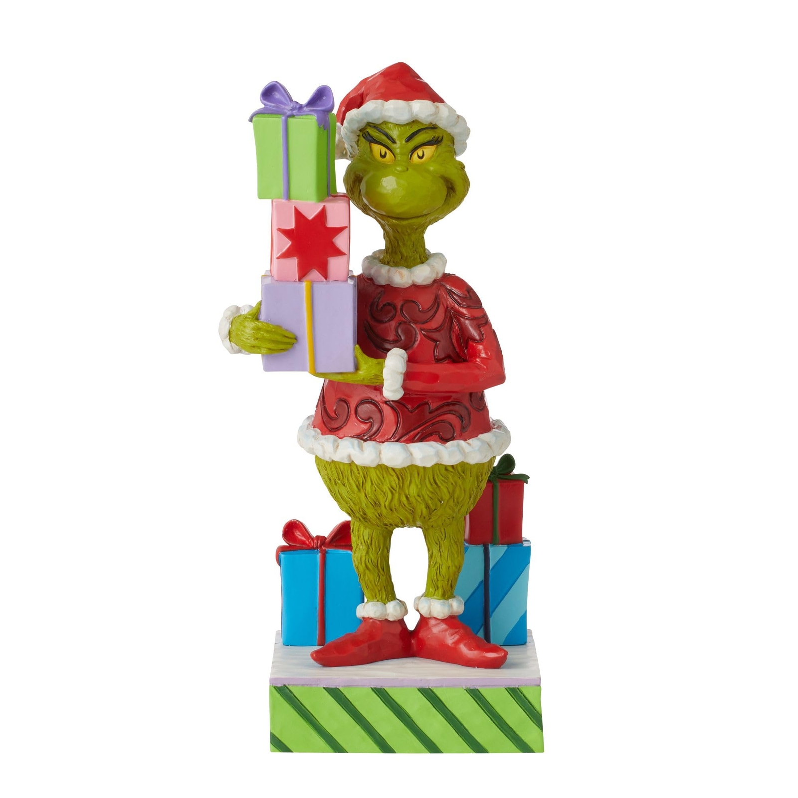 Jim Shore Dr. Seuss The Grinch Holding Presents Figurine, 8 Inch, Multicolor