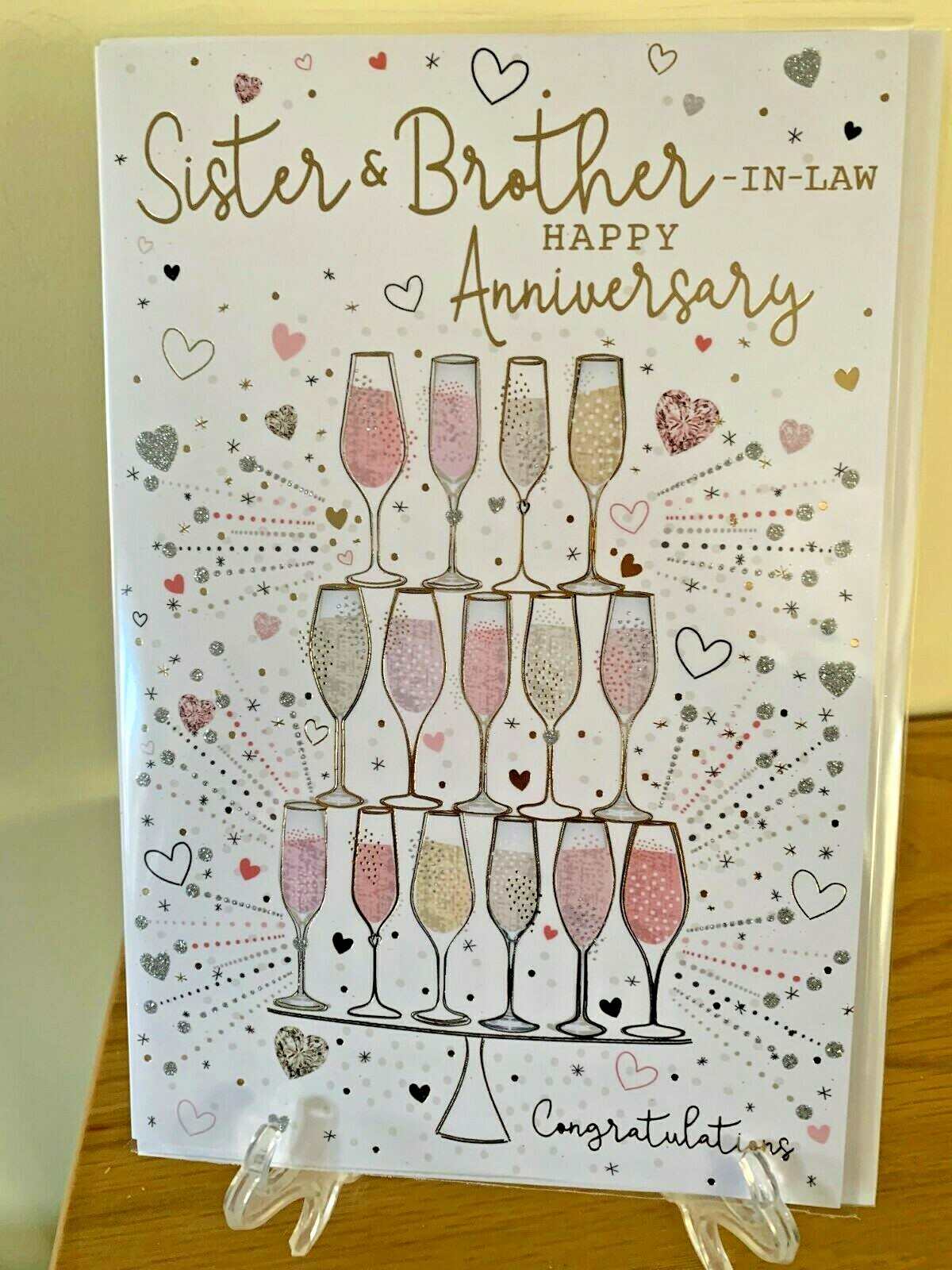 Sister & Brother-In-Law Wedding Anniversary Card Foil Celebrate Premium Quality