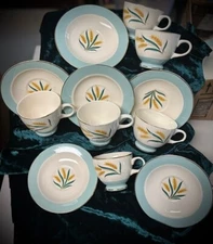 1950"s International China, Alliance, OH Viking pattern 6 Cups 6 Saucers