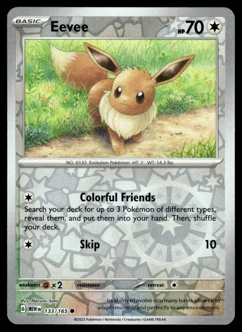 Eevee - 133/165 - Reverse Holo - Pokemon TCG Scarlet & Violet 151 - NM