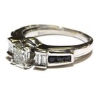 14k white gold .84ct diamond sapphire engagement ring jacket set 5g 5.75 — photo 3