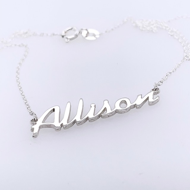Allison Name Plate Necklace Pendent Sterling Silver female Personalized
