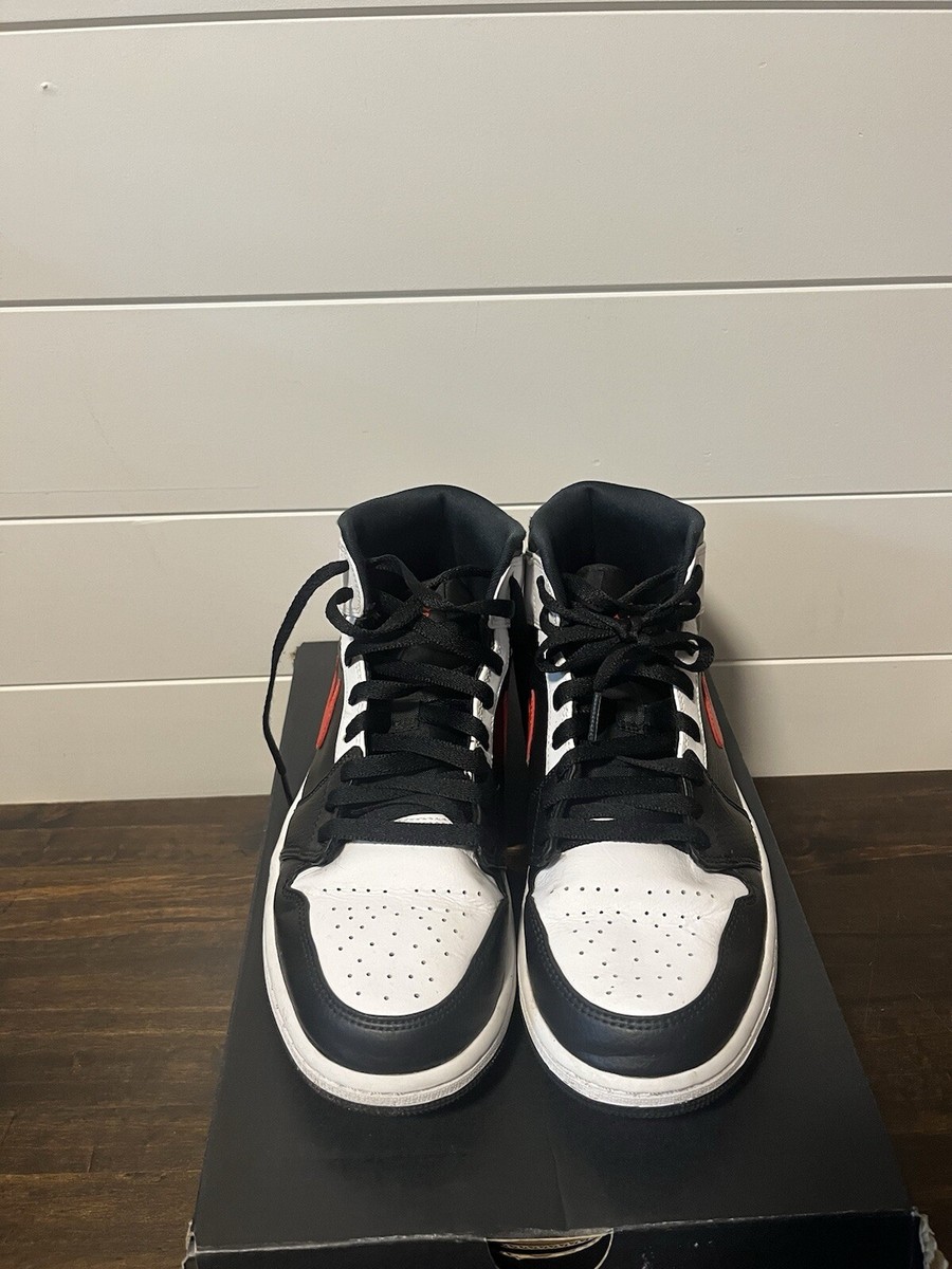 Nike Air Jordan 1 Mid Mens Black Chile Red White Shoes
