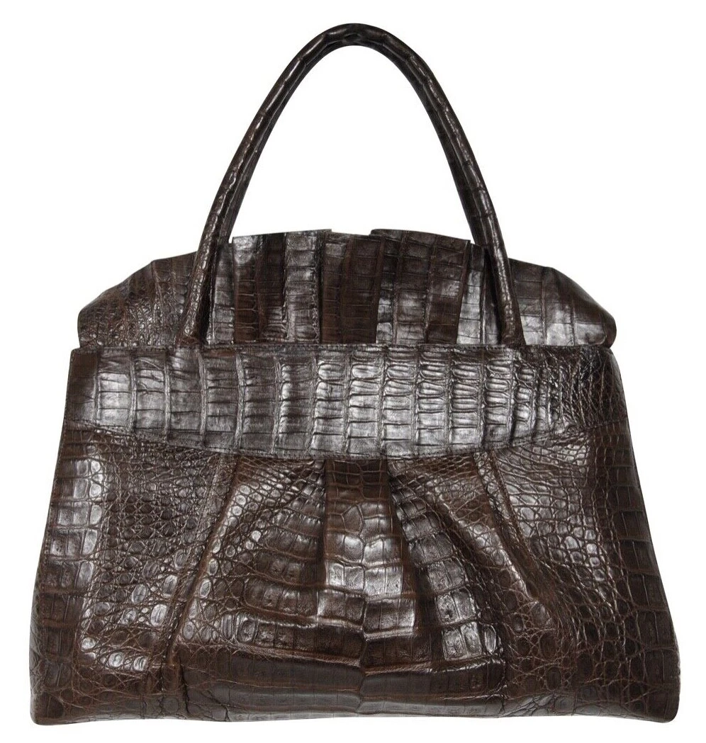 Nancy Gonzalez Womens Brown Crocodile Handle Shoulder Cross Body