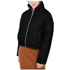 Celebrity Pink Juniors' Cropped Puffer Jacket Coat, Black, Size L, $90, Nwt