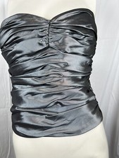 Davids Bridal Strapless Pewter Bustier Corset sz 8-altered at waist