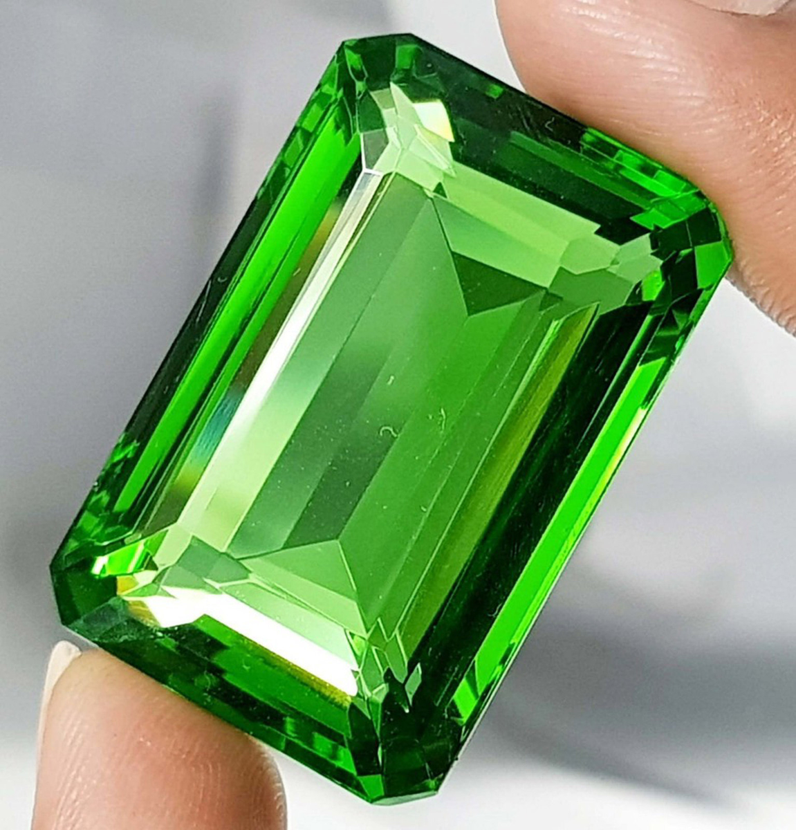AAA+ 80 Ct Large Green Topaz Emerald Cut Loose Gemstone Gift for