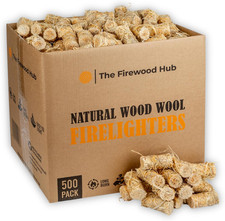 500 Wood Wool Fire Lighters - Natural Firelighters Made from Wood and Wax, Long  0.07 per lighter