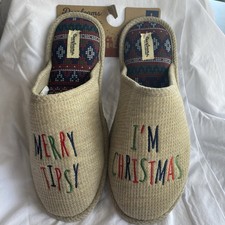Dearfoam Men  s Large 11-12  merry Tipsy I  m Christmas  