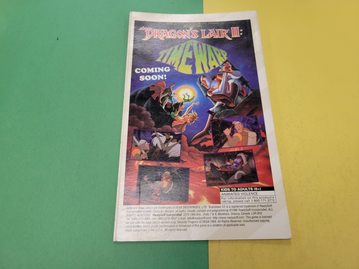 Brain Dead 13 (Sega Saturn Readysoft 1996) Original Manual Only No