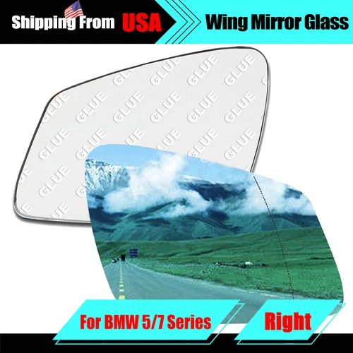 Right Wing Mirror Glass Self-Adhesive Blue Passenger Side For BMW 5 7 Series