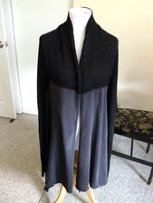RICK OWENS Italy Cardigan Drape Sz S Bust 44"Dustulator Mohair Wool Black & Gray