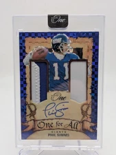 💥 Phil Simms 2023 Panini One #348 Blue For All Patch Auto #44/75; NY Giants 