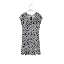 Michael Kors Fit & Flare Mini Dress Size Medium Leaves Short Sleeve Stretch