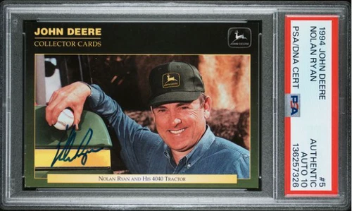 1994 John Deere Nolan Ryan Signed Baseball Card #5 PSA/DNA 10 Certified Auto