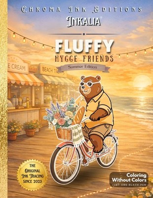 Fluffy Hygge Friends Summer Edition. Cozy Girl Coloring Book with Wide Reverse C