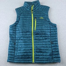 LL Bean Down Vest Mens Small Teal Blue Ultra Light DownTek Packable Water Repel