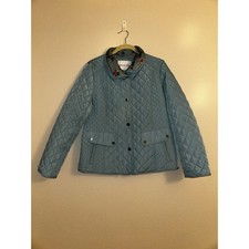 Coldwater Creek Green Quilted Butterfly Jacket Snap Front Pockets PM Casual Fun