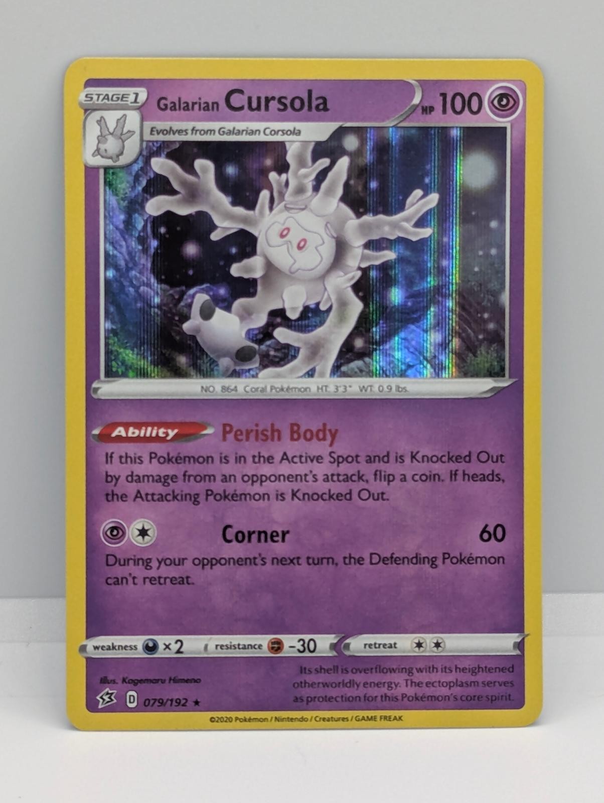 GALARIAN CURSOLA 079/192 HOLO R REBEL CLASH POKEMON HOLO NM/M GALARIAN CURSOLA