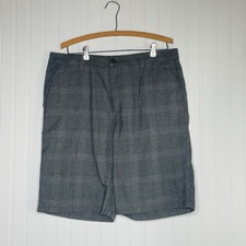 O  Neill Dark Gray Plaid Flat Front Shorts Men  s 34